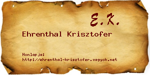 Ehrenthal Krisztofer névjegykártya